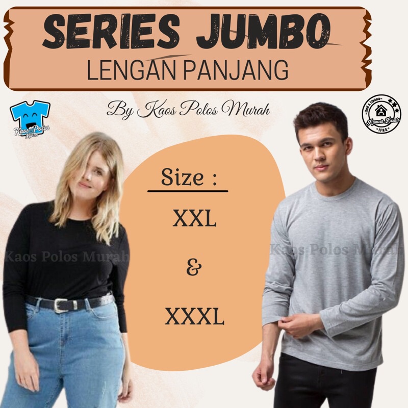 KAOS POLOS BIG SIZE LENGAN PANJANG PRIA WANITA JUMBO/ LONG SLEEVE BIG SIZE
