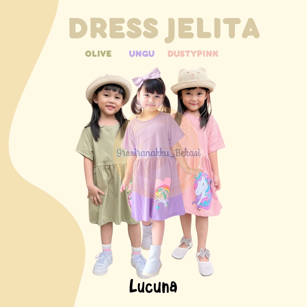 Dress Anak Jelita Lucuna Mix Warna 1-5T