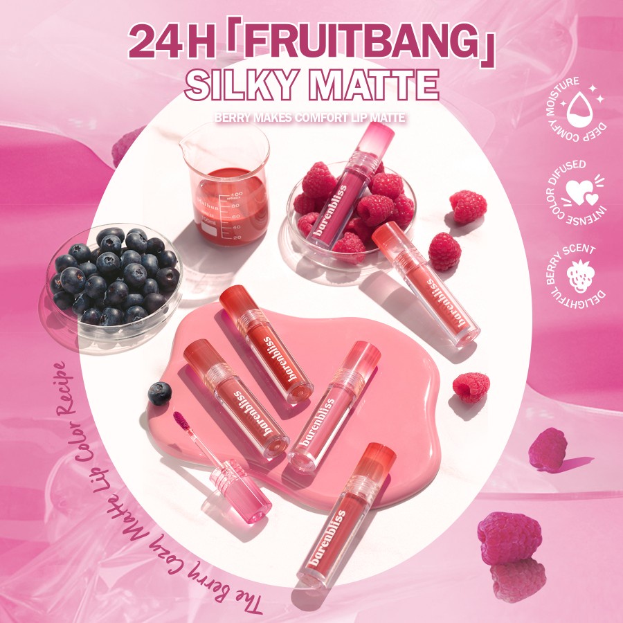 ★ BB ★ BNB Barenbliss Berry Makes Comfort Lip Cream - Korea Liquid Lipstik - 24H Moisturizing