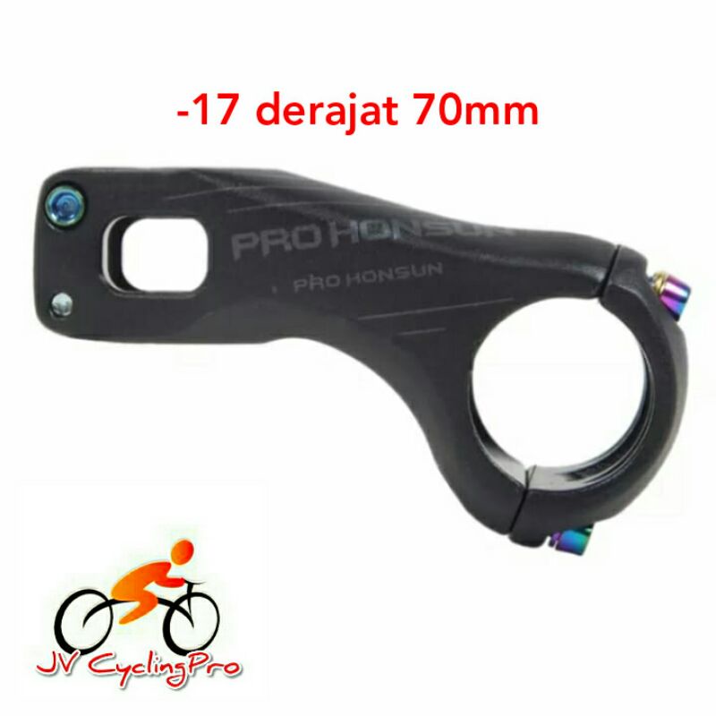 stem minus 17 derajat 70 mm dan 90 mm pro honsun stem mtb road bike