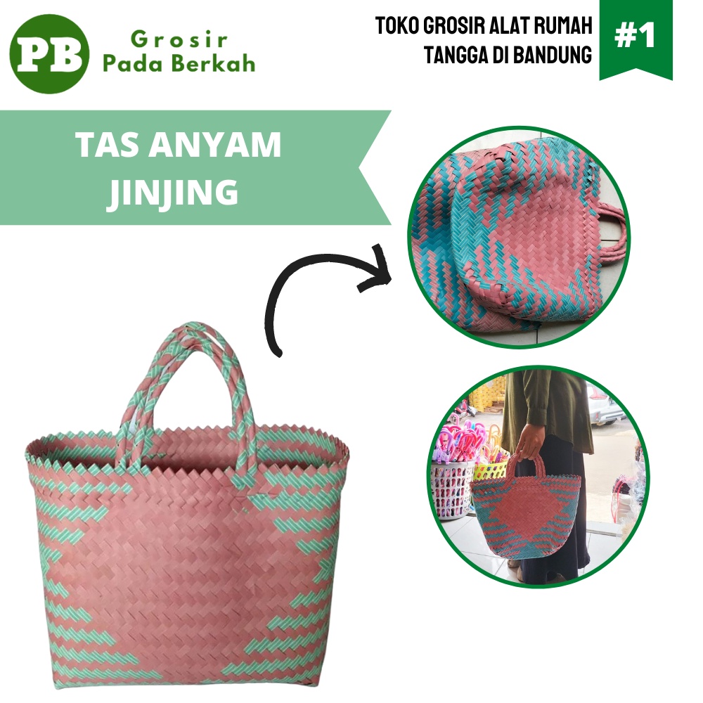 Tas Belanja Pasar Anyaman Plastik Tas Anyaman Plastik Lurik Tas Anyaman Plastik Premium RajaGaluh Ka