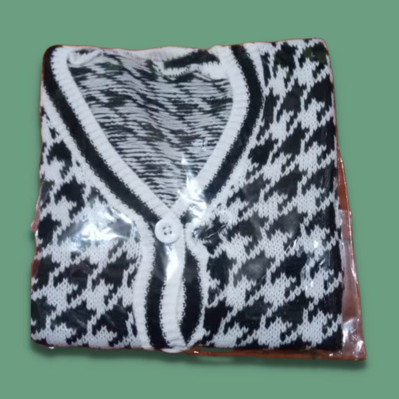 KARDIGAN ANAK MALIKIN/KARDIGAN HOUNDSTOOTH/3,4,SAMPAI 5 TAHUN/CARDIGAN ANAK