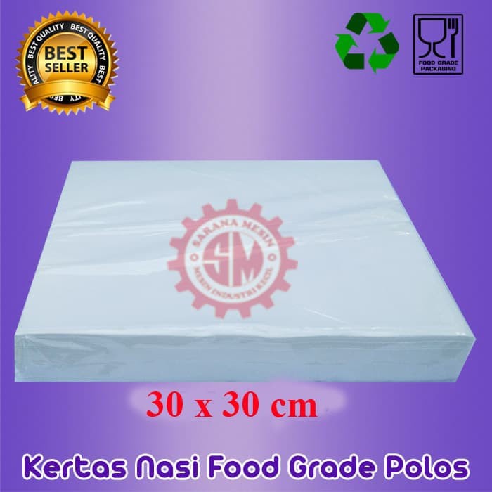 

(ISI 500) Kertas Nasi Food Grade 28 gsm Polos, 30 x 30 cm BR