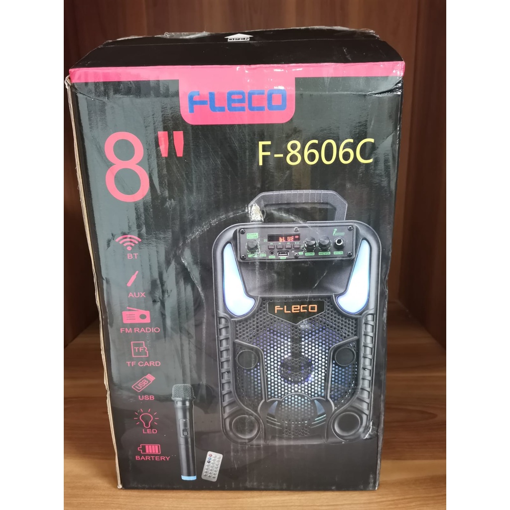 NEW SPEAKER FLECO F-8606C MIC WIRELESS 8'5 INCH TANPA KABEL FREE MIC SALON MIC WIRELESS TANPA KABEL SPEAKER MIC WIRELESS SPEAKER SUPER BASS SALON SUPER BASS SPEAKER KARAOKE BLUETOOTH SPEAKER BLUETOOTH KARAOKE SALON KARAOKE