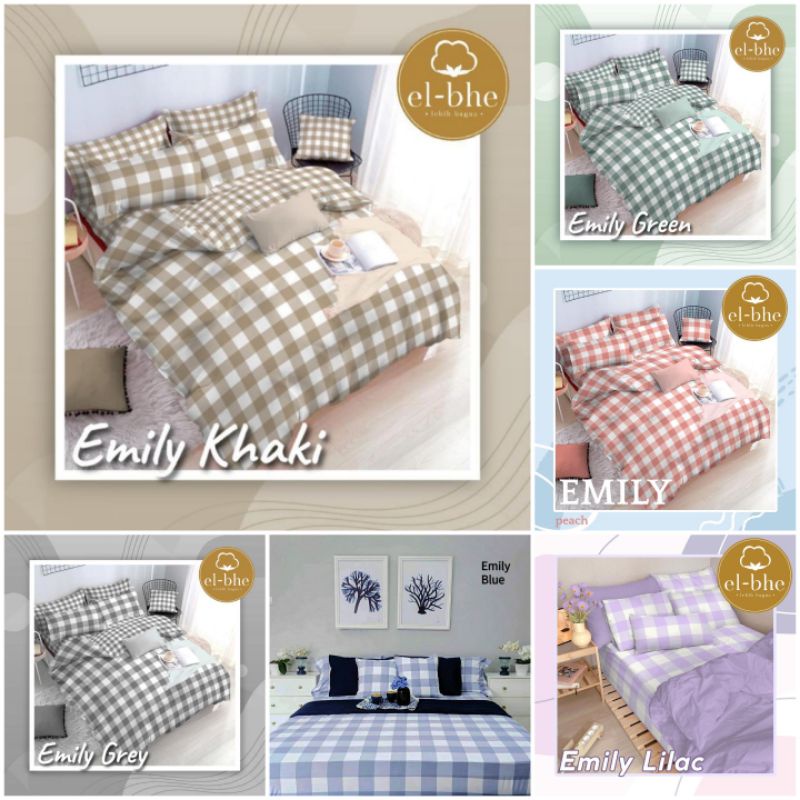 SPREI Set Katun ANTI GESER Home Industri Motif Kotak / COD SPREI / SPREI KOTAK EMILY MOTIF KOREA / SPREI KARAKTER MOTIF ANAK