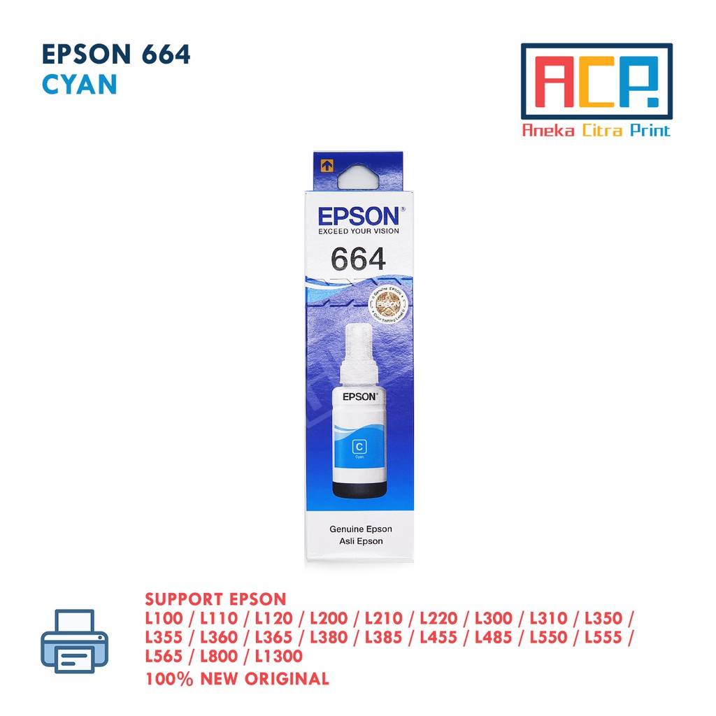 Tinta Epson Original 664 - Black / Cyan / Magenta / Yellow - L110 L200 L210 L220 L310 L350 L360 L485