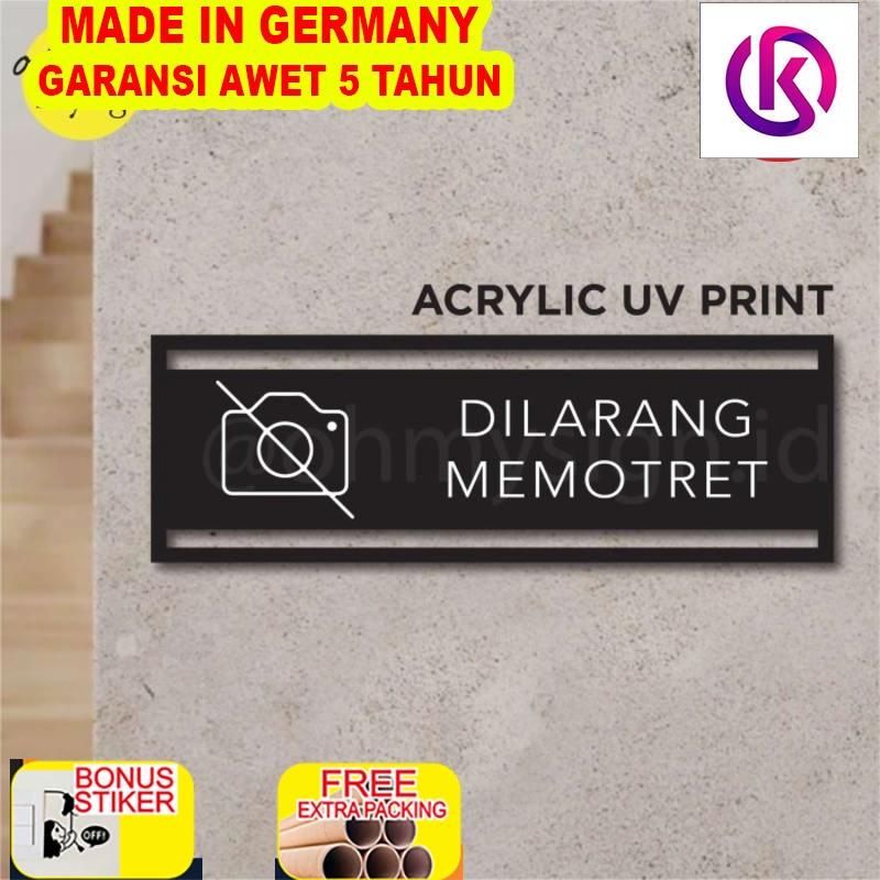 

Promo Sign Akrilik Dilarang Foto Motret Laser Cut UV Print Modern Label Sign
