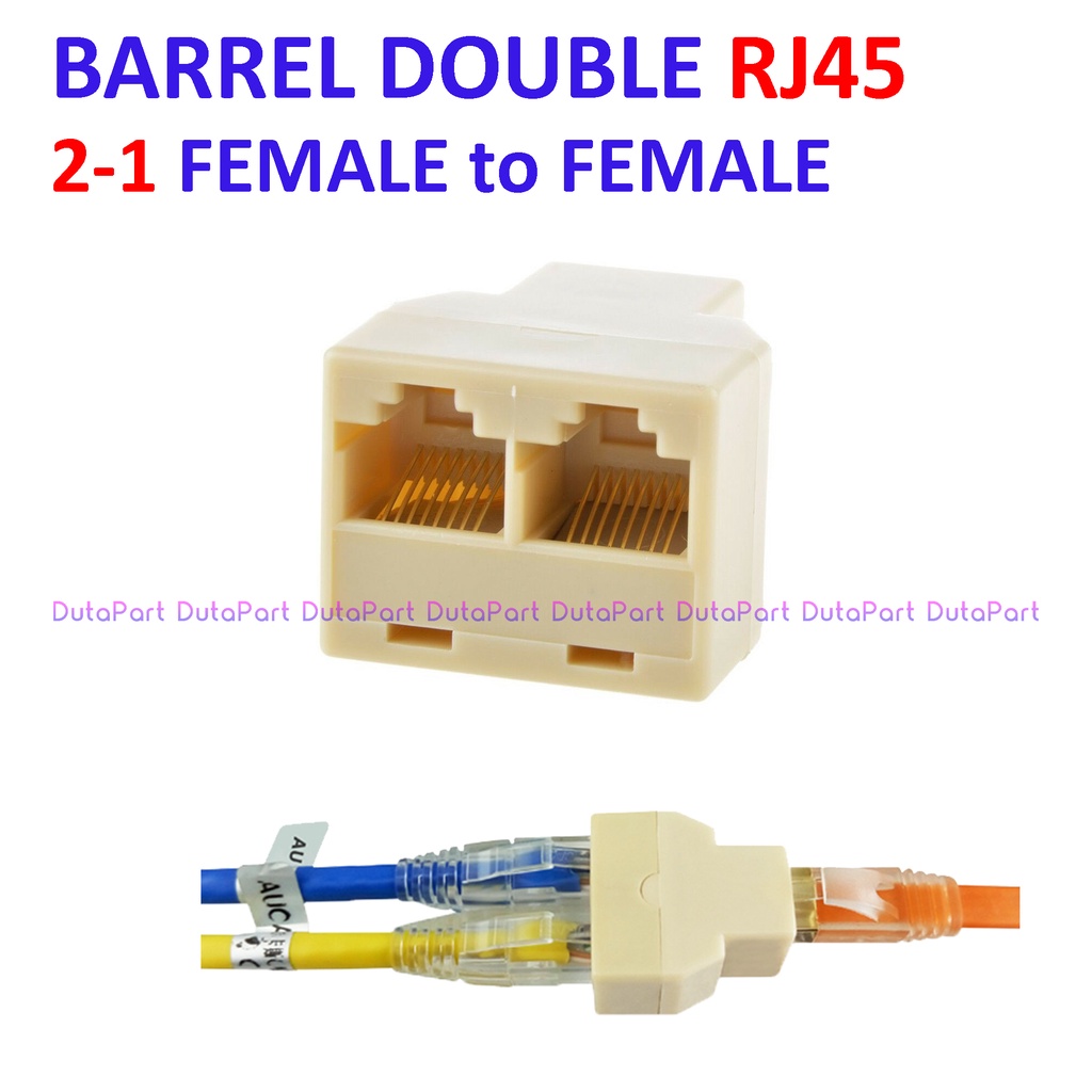 Barrel Double RJ45 RJ-45 Cabang Spliter Barel Konektor Kabel LAN UTP