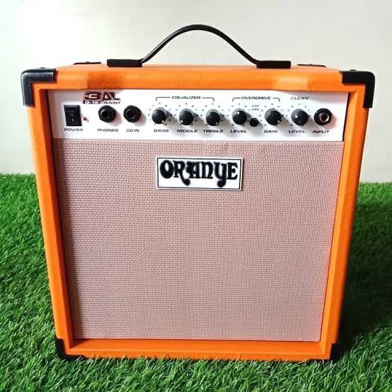 Ampli Gitar Listrik Akustik Elektrik Oranye Ampli 2 Input with Effect