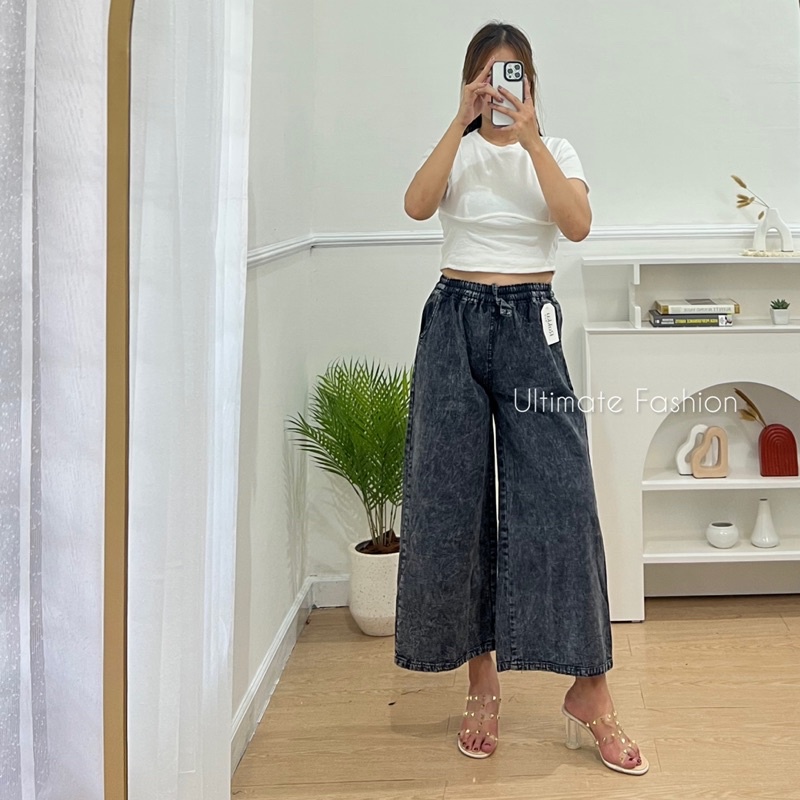 Celana  Kulot Andin Highwaist HW Jeans Wanita Cewek Kekinian 733