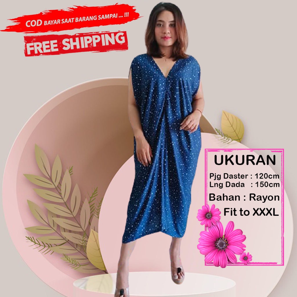 Kaftan Jumbo ld 140 Fashion Muslim Dress Jumbo Wanita ld 120 XXXL Kekinian Muslimah Viola Polkadot