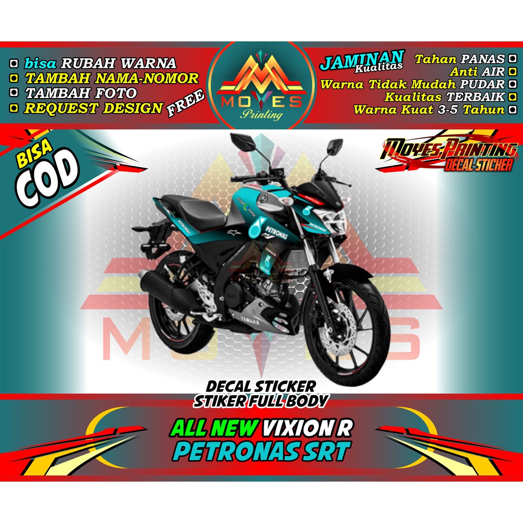 Decal Stiker Motor Yamaha Vixion R Motif Petronas SRT Sticker Fullbody Yamaha Vixion R