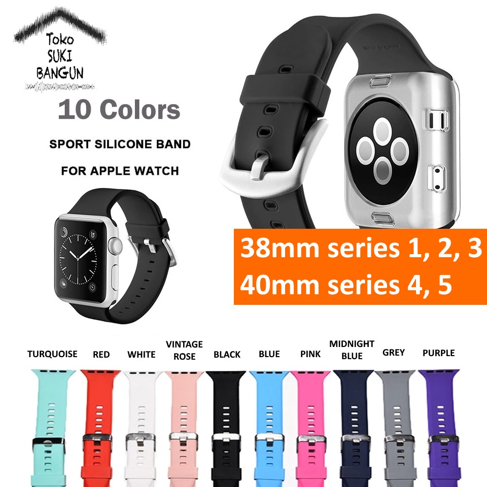 Strap Apple Watch Series 7 6 5 4 3 2 1 41mm 40mm 38mm TALI JAM BUCKLE Rubber Silicone Sport