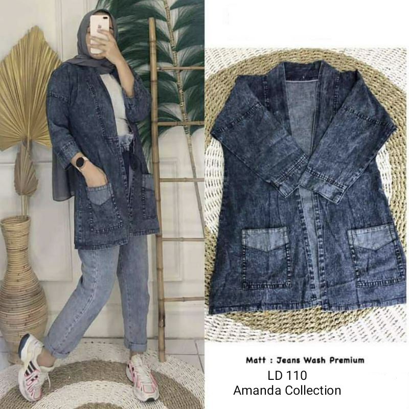 (Bisa cod) OOTD Jaket Baju Atasan Outer Blazer Jeans Wash Wanita