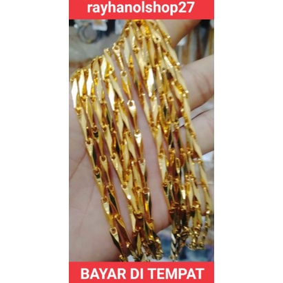 KALUNG TITANIUM MOTIF PADI JUMBO LAPIS EMAS 24 K MEWAH DAN ELEGAN TERSEDIA 2 UKURAN 45-50CM/60-70CM