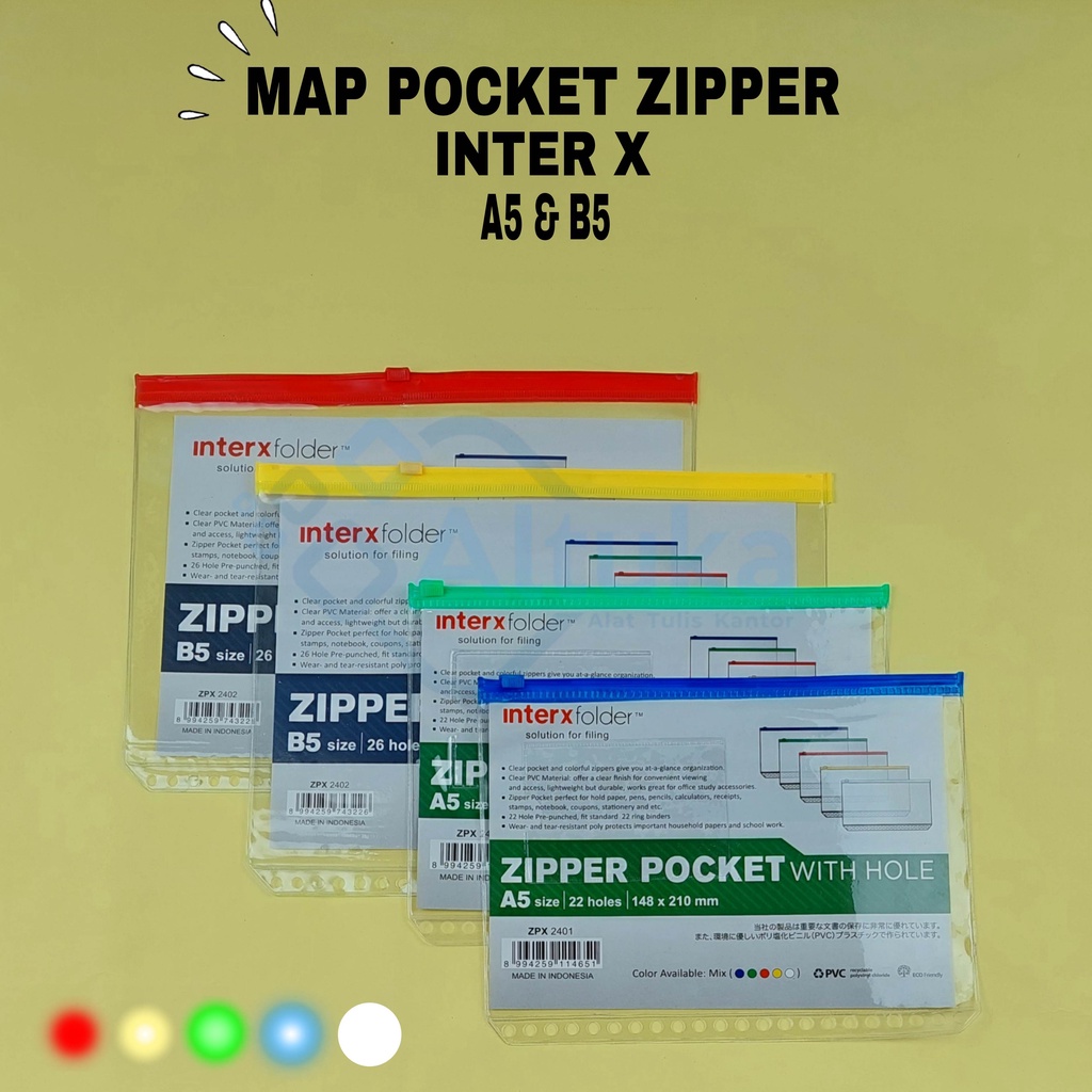 

Map Pocket Zipper Inter X With Holes A5 dan B5 Transparan Multifungsi