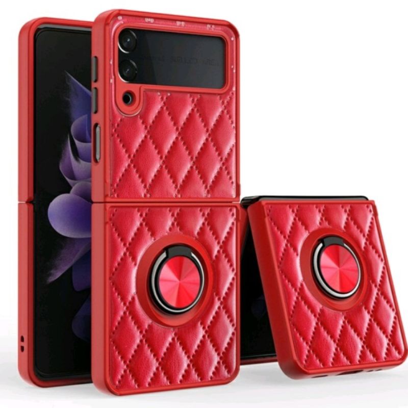 Samsung Z FLIP 3 Casing Flipcase Bahan Kulit Prisma With Ring Standing