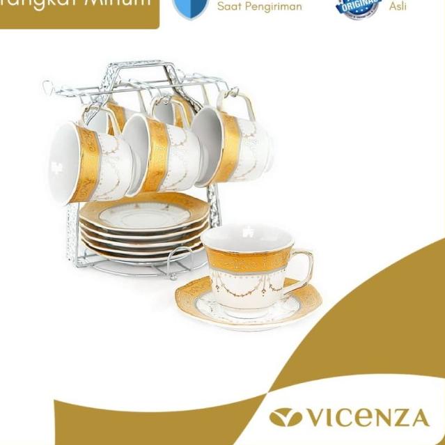 ✤➤ Vicenza Cup & Saucer - Tea Set Cangkir dan Lepek C78-1 Motif Padi ★★★ LZ9