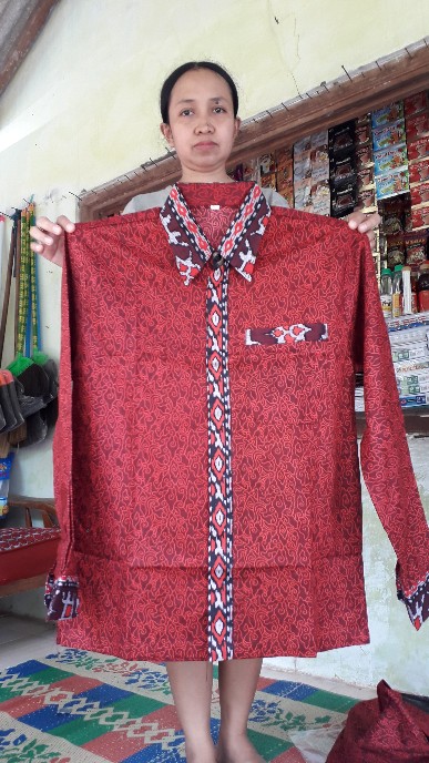 Batik Couple Keluarga Maura Couple Sania Ruffle Ori Ndoro Jowi Dnt Termurah Motif Mega Mendung Merah