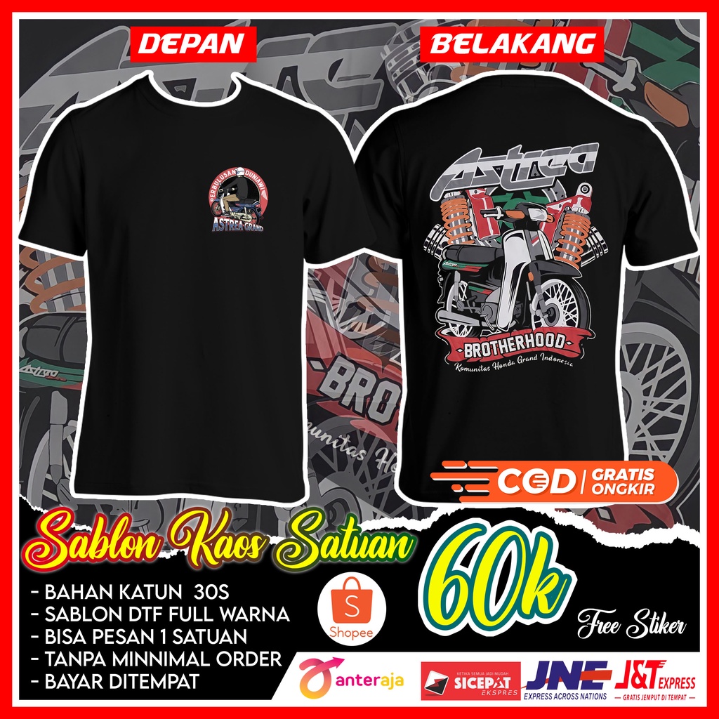 KAOS SABLON CUSTOM SATUAN BEBAS MOTIF