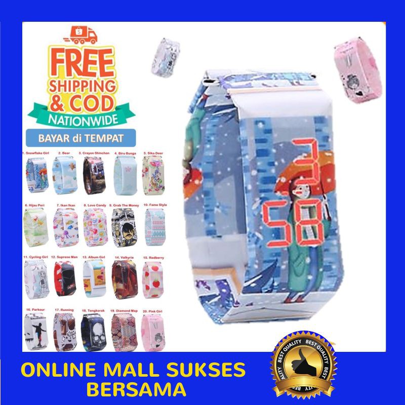 OMSB JAM TANGAN LED KERTAS STRAP DIGITAL PRIA WANITA PAPER FASHION IMPORT MURAH GROSIR IMPORT BATAM