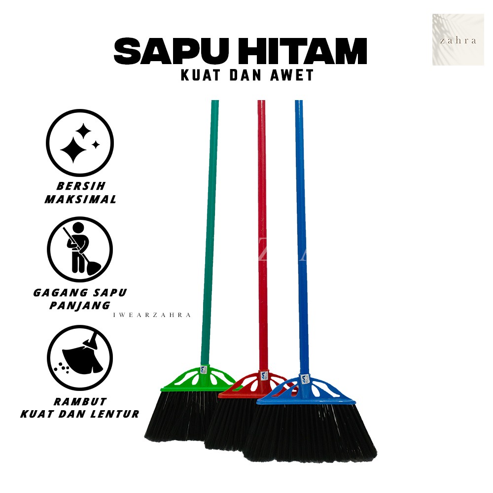 SAPU HITAM- Sapu bulu hitam pembersih lantai rumah bahan plastik awet kuat tidak mudah rontok peralatan rumah kebutuhan rumah tangga