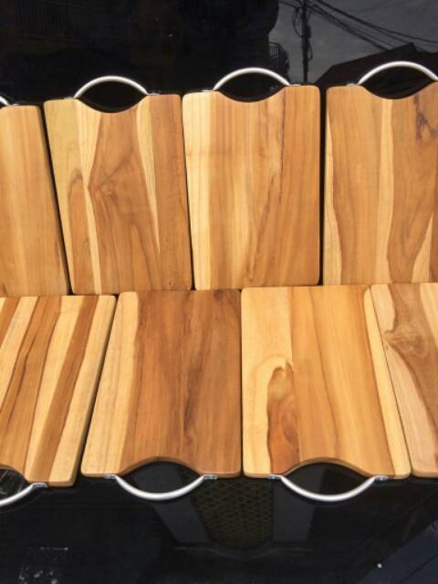 Talenan Kayu 30X20 Jati Gagang Aluminium Wooden Cutting Board Kayu Jati 30 x 20