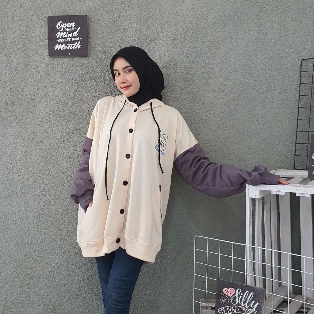 SUPKELHC VARSITY JAKET OVERSIZE | JAKET HOODIE WANITA OVERSIZE | JAKET BASEBALL OOTD KEKINIAN