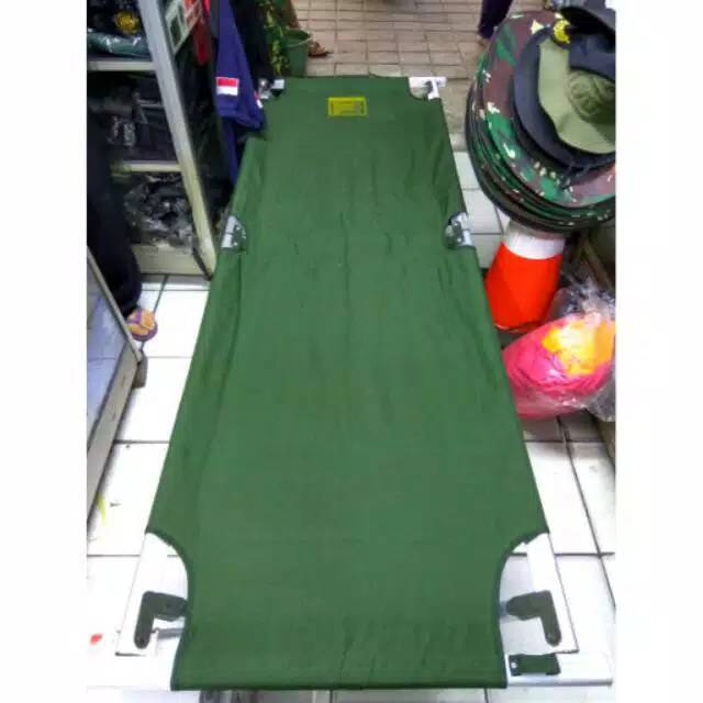 VELBED ALUMUNIUM HIJAU TNI/FOLDING BED/TEMPAT TIDUR LIPAT/OUTDOOR/ARMY TACTICAL