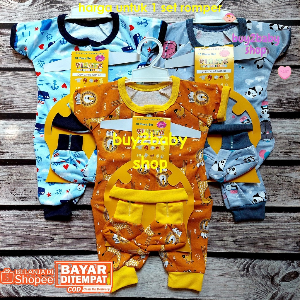 Baju kodok bayi jumper Vinata full print motif 0-3 Bulan 1 PCS