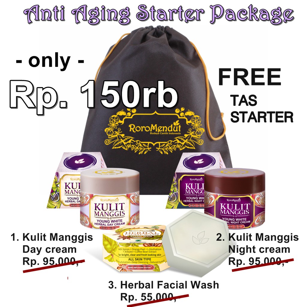 Paket Starter Roro Mendut Roro Mendut Kulit Manggis Anti Aging Shopee Indonesia