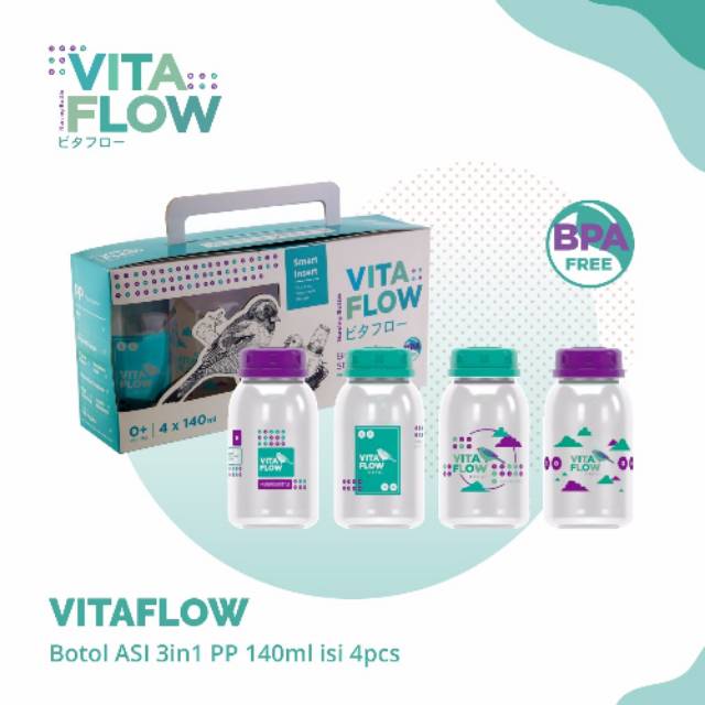 Vitaflow Botol Asi 3in1 PP 140ml 1 paket 4pcs