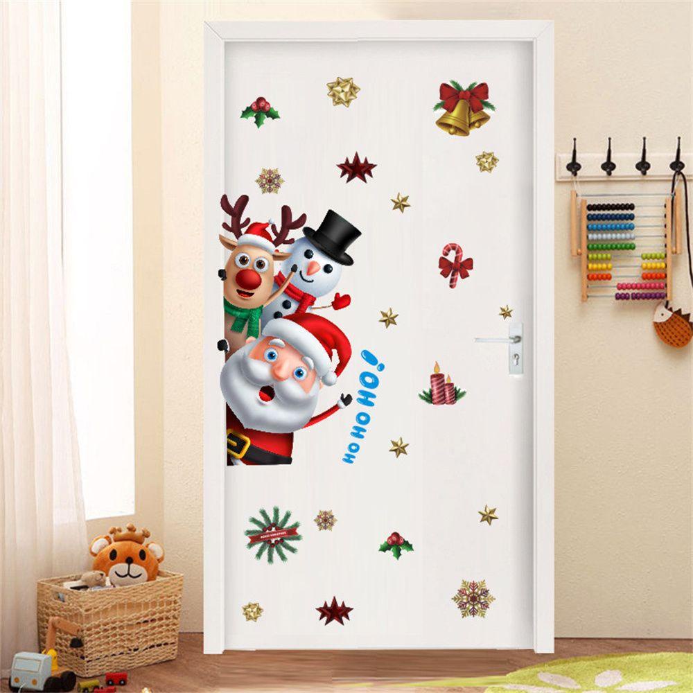 Preva Stiker Pintu Natal Lucu Snowman Self-adhesive Tahan Air DIY Dekorasi Stiker Kulkas