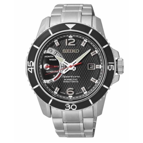Seiko SRG019P1 Sportura Kinetic Drive Silver Black