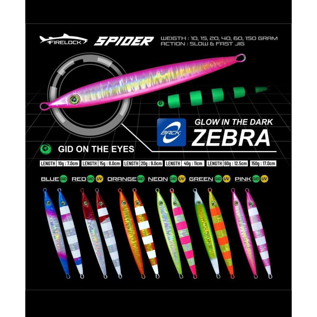 Umpan Pancing Metal Jig 40 gram / 60gram GID Zebra Firelock Spider