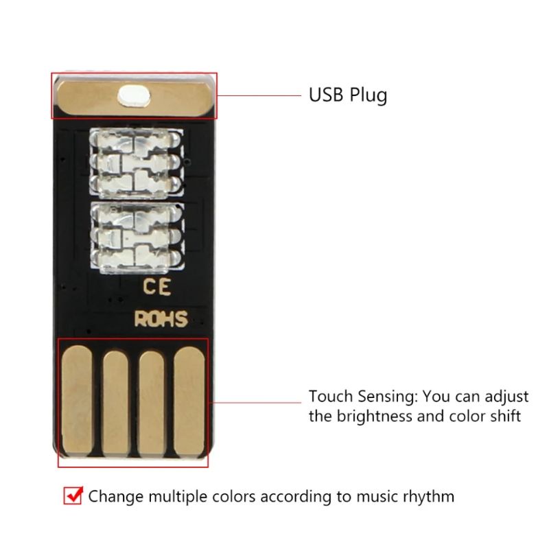 Led usb atmosfer warna warni sensor suara/musik