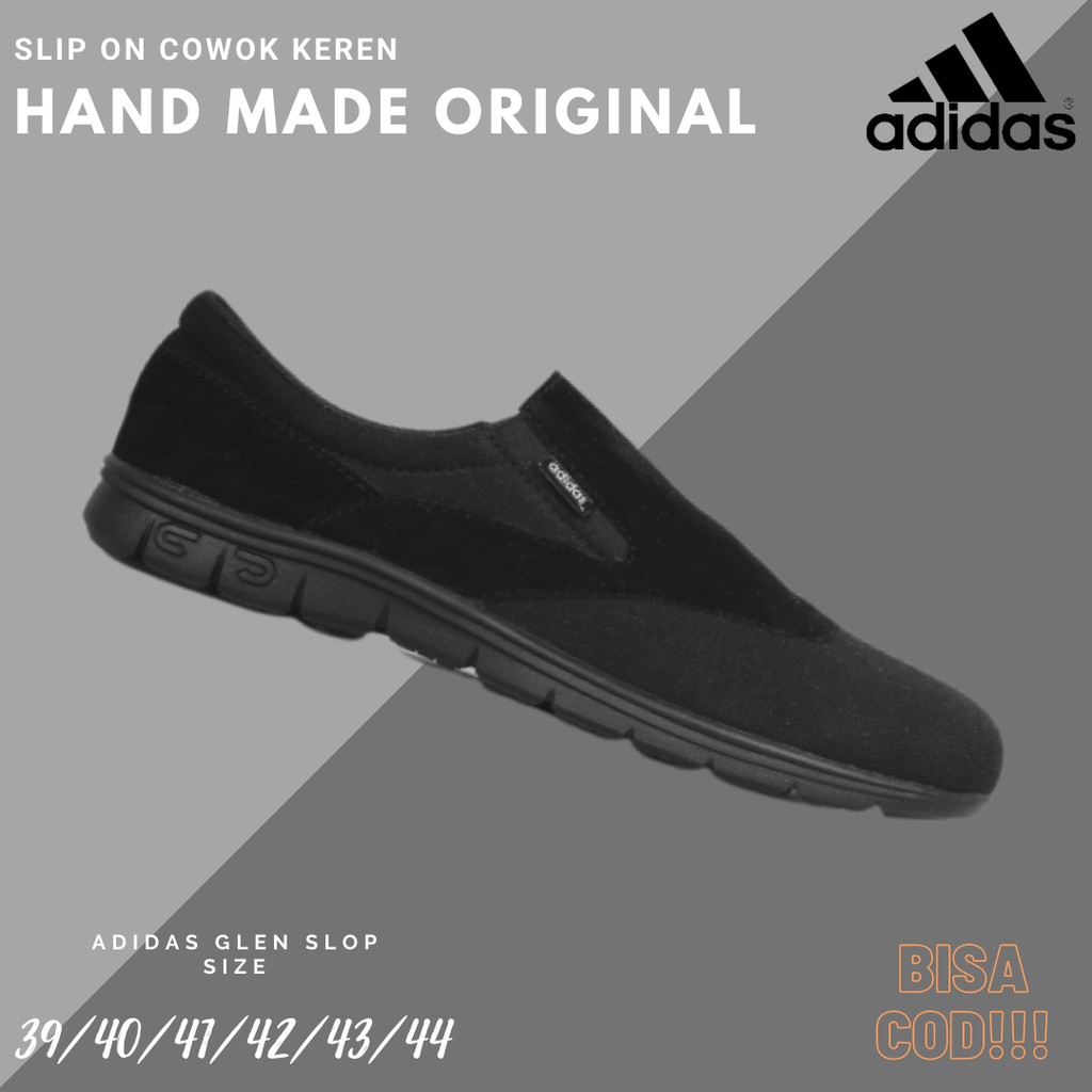 Sepatu Slop Pria Adidas Glen Hitam Suede Formal Kasual Kerja Fashion Laki Dewasa Santai Kondangan