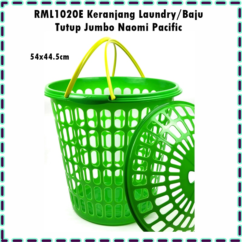 [Sicepat Gokil/Shopee Express/ID Express] RML1020E Keranjang Laundry/Keranjang Baju Bulat Tutup Jumbo Naomi Pacific