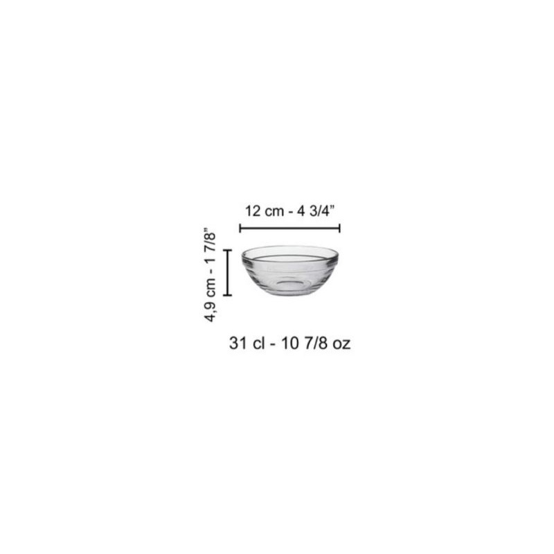 duralex mangkok Stackable bowl tempered glass 310ml 4 pcs