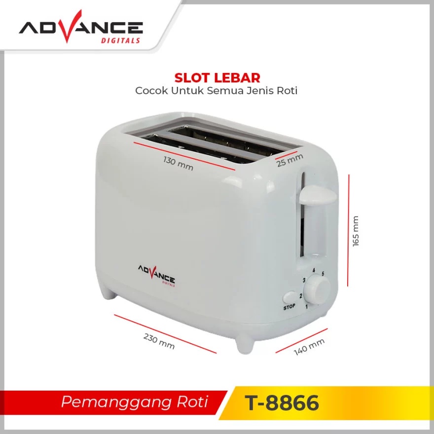 Advance T-8866 Toaster Pop Up Pemanggang Roti Listrik Sandwich Maker