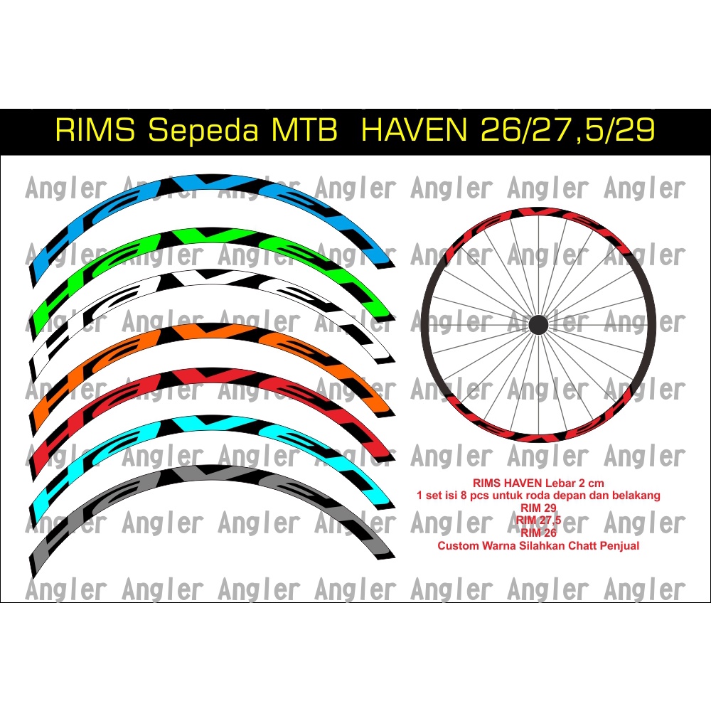 Decal Sticker RIMS sepeda HAVEN Stiker roda Sepeda Mountain bike 26/27.5/29