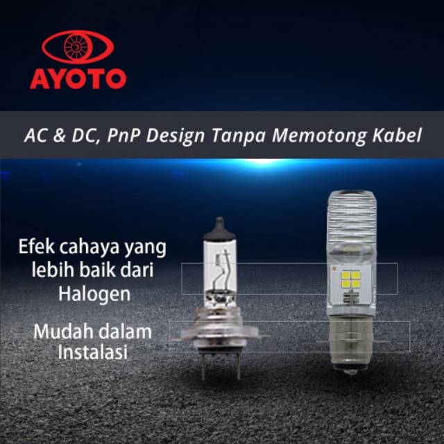 Lampu motor led motor bebek/matic AYOTO M2B PRO ac dc HI/LO