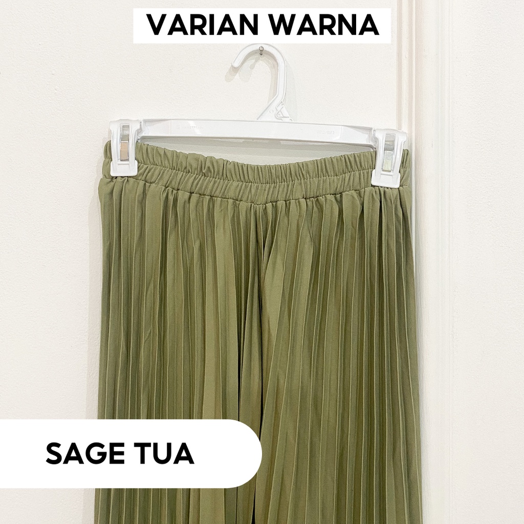 ROK PLISKET BAWAHAN PANJANG JUMBO/ROK. KERJA WANITA MUSIMAH TERMURAH TERLARIS-Sage tua