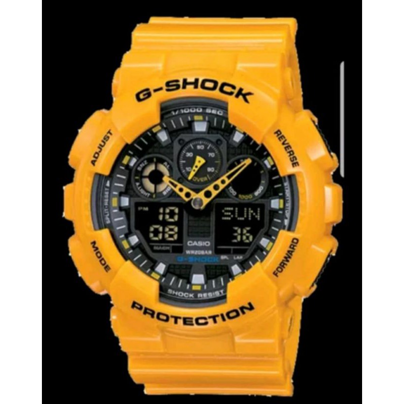 Jam Tangan Pria Casio Gshock GA100 GA 100 Yellow TransFormer Fullset 4.5cm