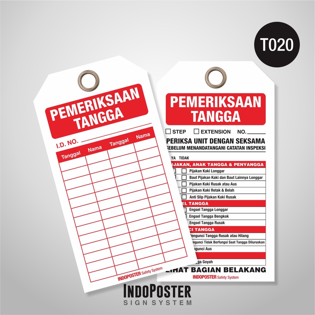 

Tag Out LOTO Lock Out Tag Out PVC Safety K3 OSHA ANSI ISO Tabel Pengecekan Pemeriksaan Tangga Ladder Inspection