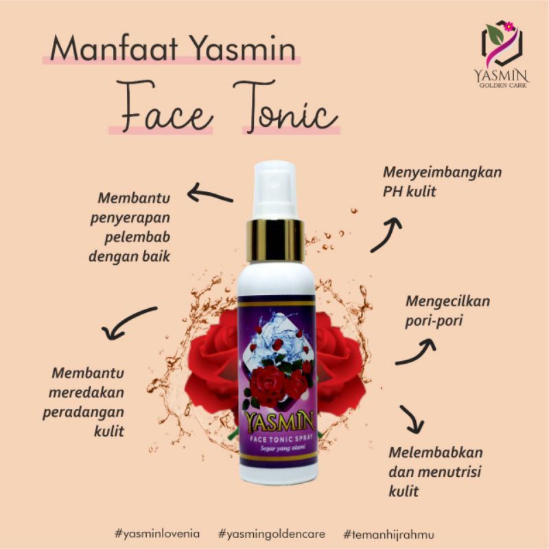 Face Tonic Spray Yasmin Herbal Non Alkohol 100ml - Melembabkan dan Menutrisi Kulit - Penyegar Kulit Wajah - Facial Mist