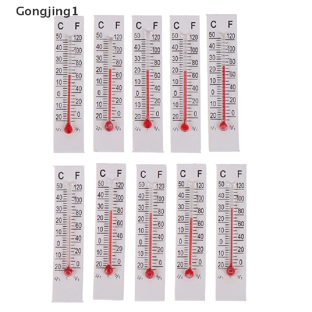 Gongjing1 10pcs / Set Miniatur Termometer Kardus 5cmX1.1cm - 20-50 Celcius Untuk Indoor