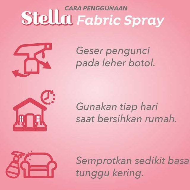 Stella Fabric Spray Pink Peony Penghilang Bau Kain 200ml + 45ml