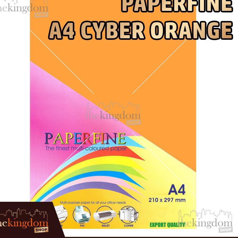 

*Promo* ↸ Paperfine Kertas HVS Warna A4 Cyber Orange Oren Orens Isi / 100 Lembar ザ HOT SALE