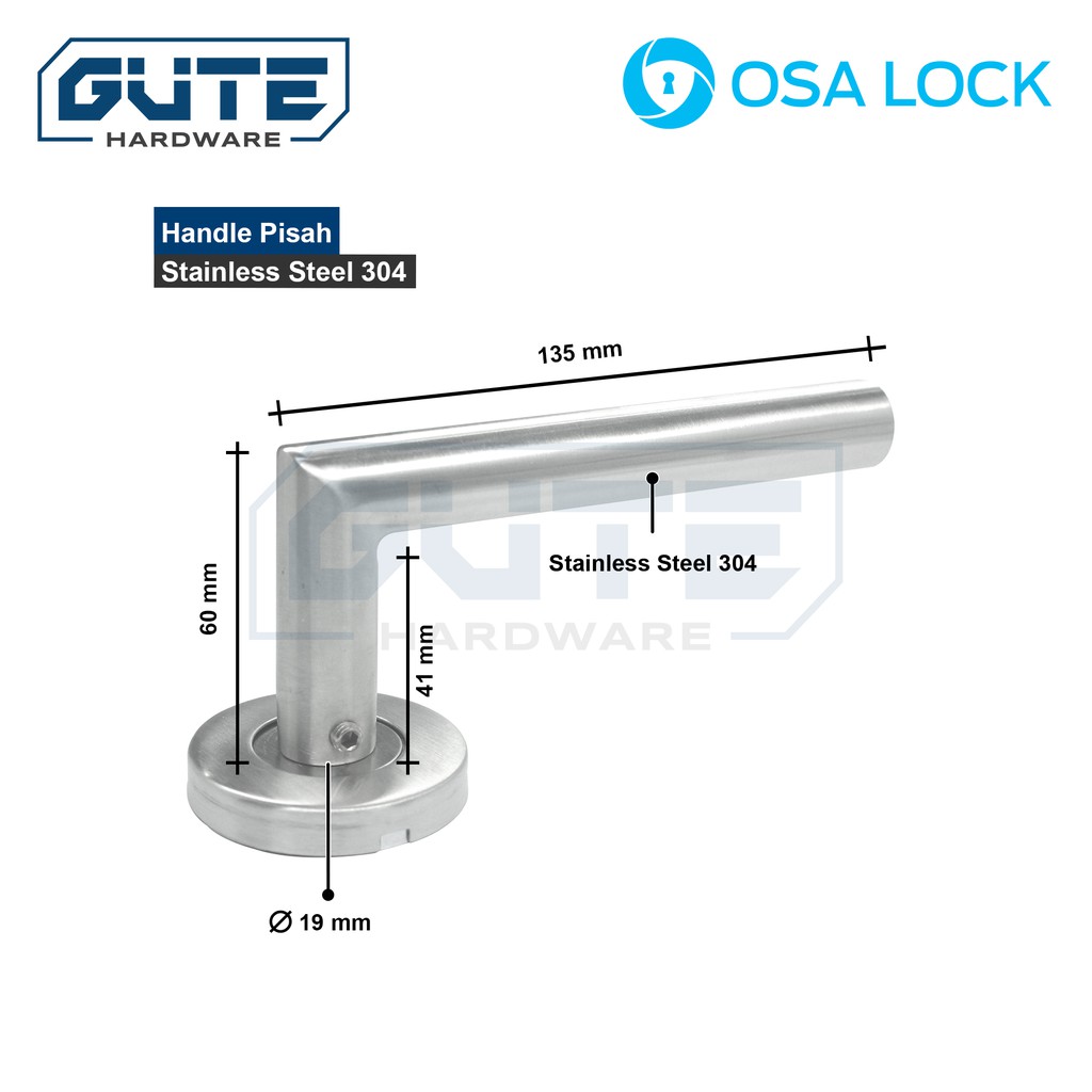 GUTE OSALOCK Kunci Pintu Pisah / Handle Pisah / Separate Door Handle